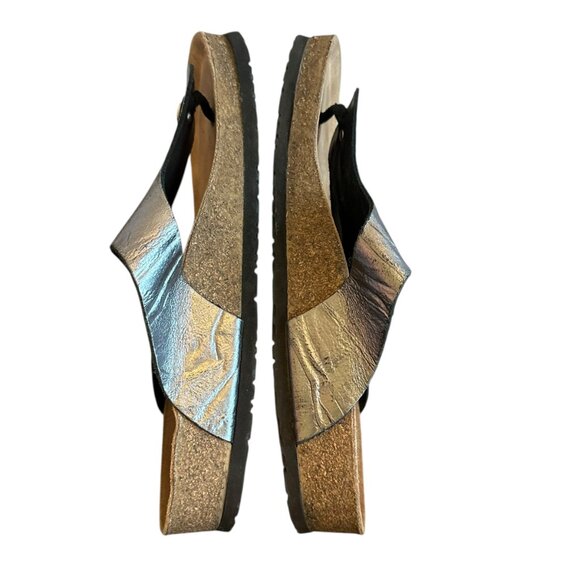 Mephisto Melinda Grey Metallic Silver Sandals Slip On Slides Size 40 10 Women's - Picture 10 of 11